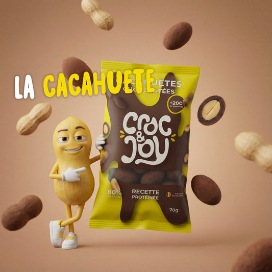 Cacahuètes chocolat noir 80% cacao - 28g protéines, 0 sucre ajouté