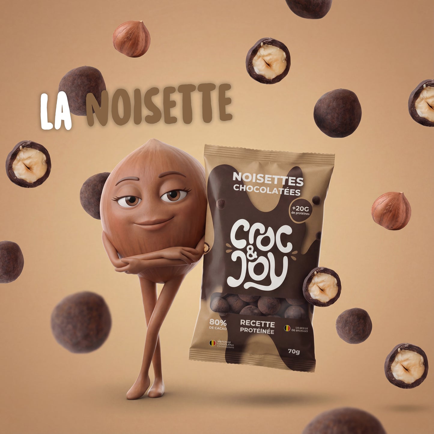 Noisettes chocolatées bio - snack protéiné Nutri-Score B